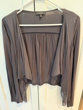 Express Draped Open Cardigan in Gray